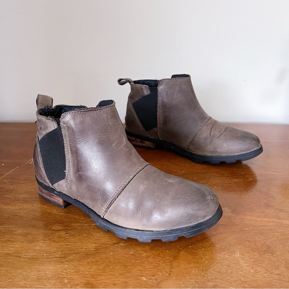 SOREL • Emelie chelsea boots Quarry grey taupe leather waterproof low ankle - Picture 12 of 12